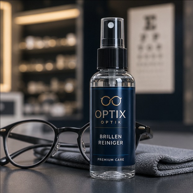 Private-Label-Brillenreiniger mit Brille und Sprayflasche