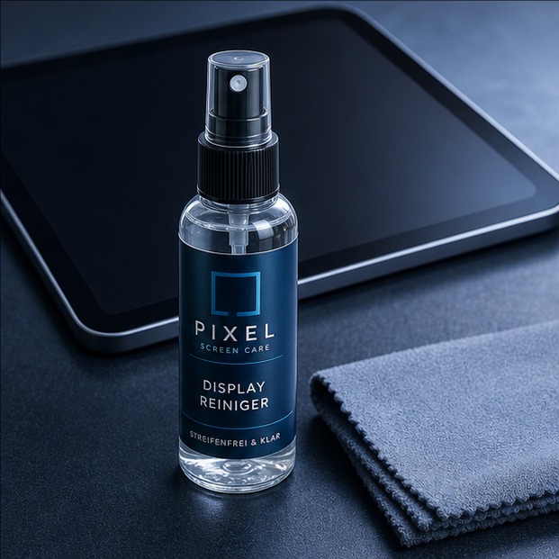 Private-Label-Displayreiniger mit Tablet, Tuch und Sprayflasche